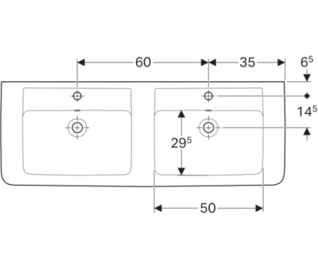 Раковина подвесная (130х48) Geberit Renova Plan 122130000